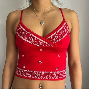 Red Bandana Print Top